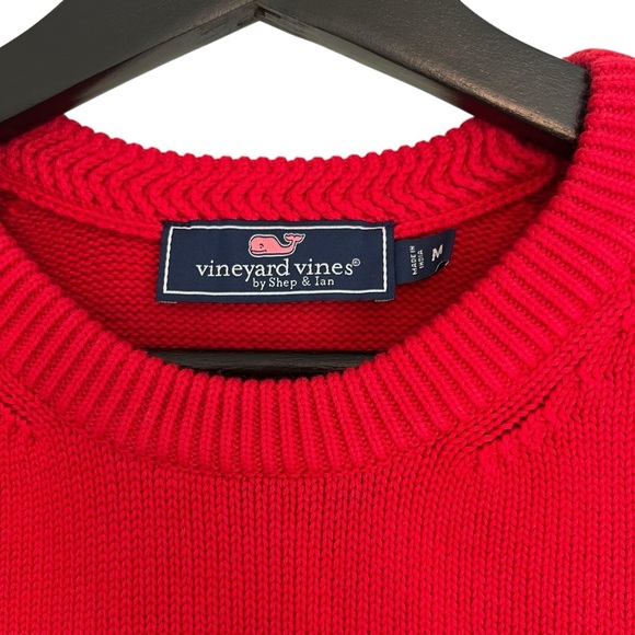 Vineyard Vines Heritage Cotton Crew Sweater Red Velvet Medium Preppy Coastal - Picture 3 of 5